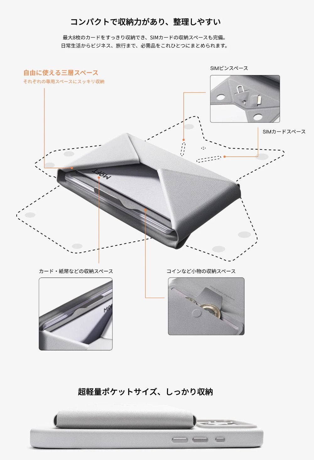 MagSafe対応 多機能カードケース＆スタンド ミスティーグレー｜MOFT