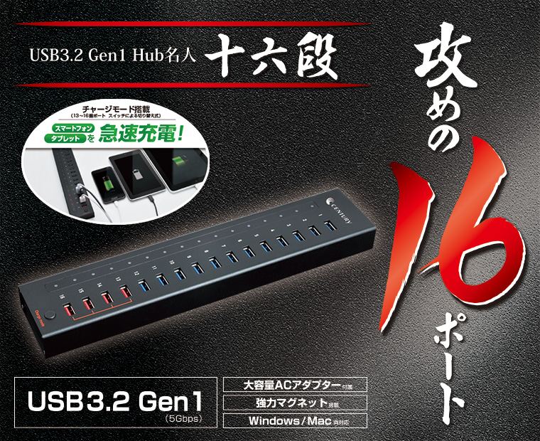 USB3.2 Gen1 Hub名人 十六段 [CHM-U3P16V2] – 秋葉館