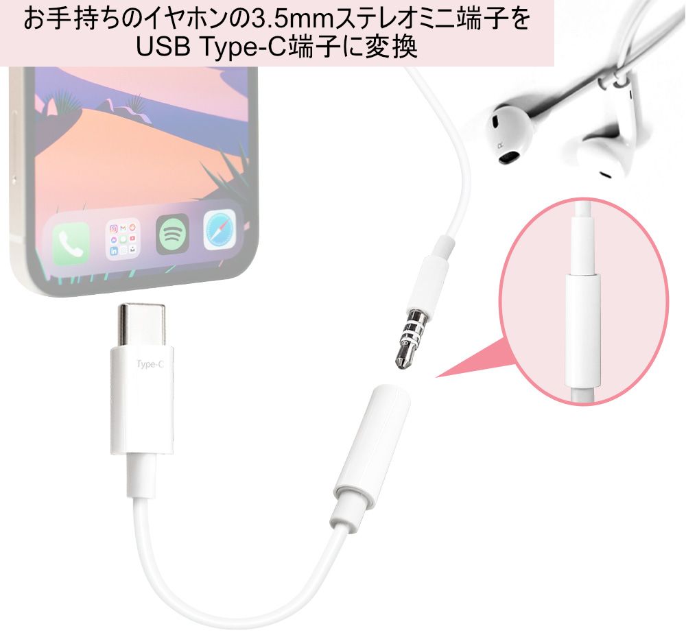 エアージェイ 3.5mmステレオミニ to USB Type-C 変換アダプター